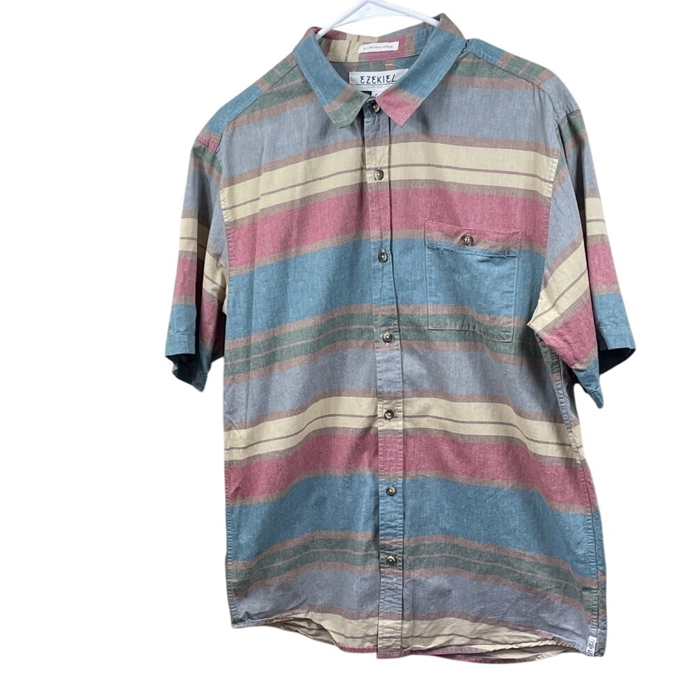 Ezekiel‎ Striped Shirt Short Sleeve Button Up Casual Menswear